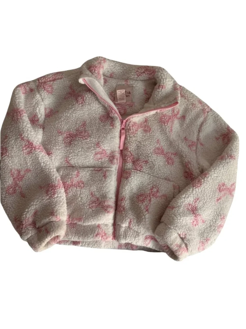 Nordstrom Birch & Stone Pink and White Bow Sherpa Jacket